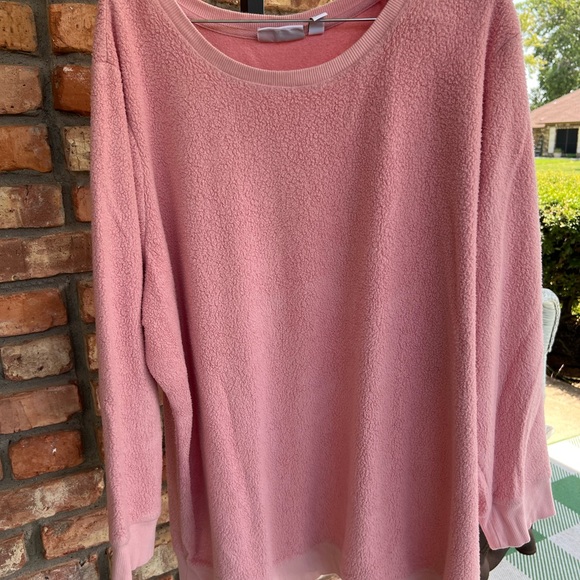 Denim & Co fleece like top with ribbed cuffs and hem like a sweatshirt. Size 3XP - Picture 4 of 8